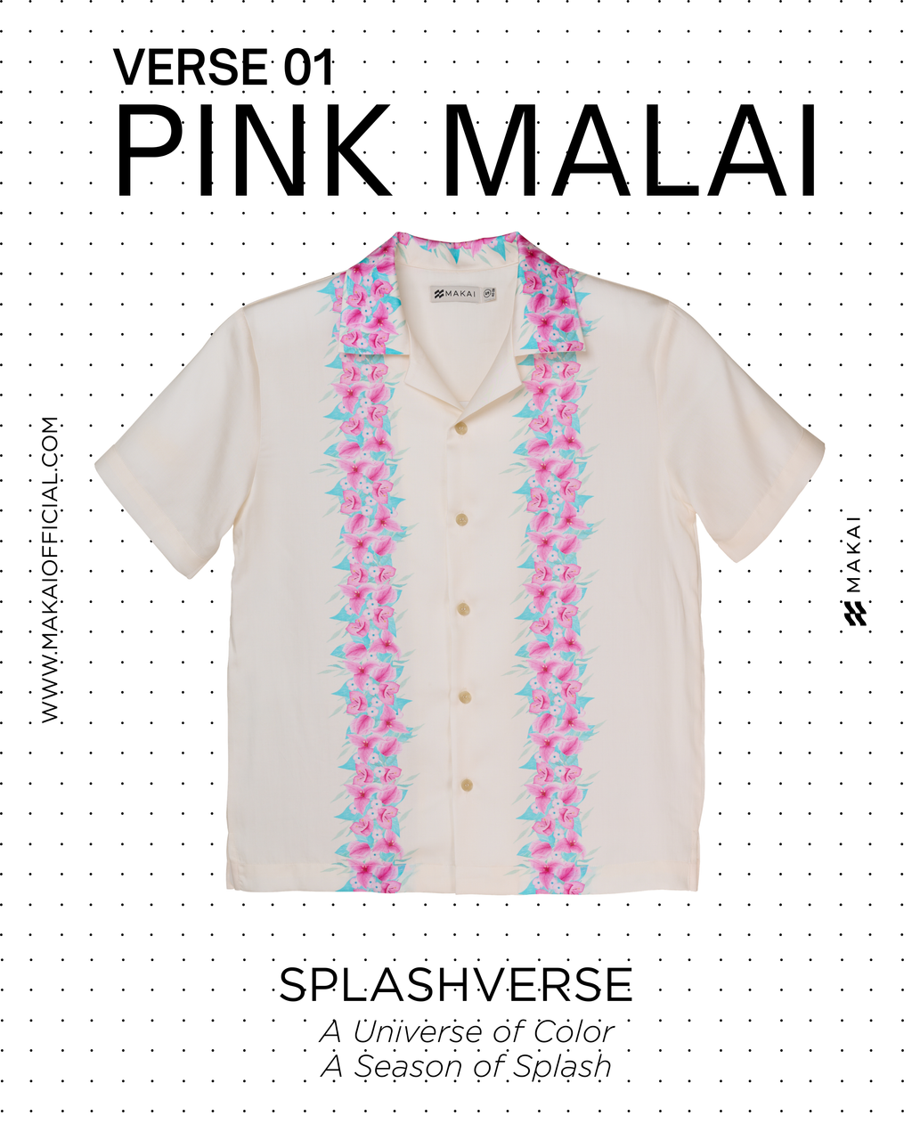 เสื้อฮาวายลายดอกมาลัยสีชมพู