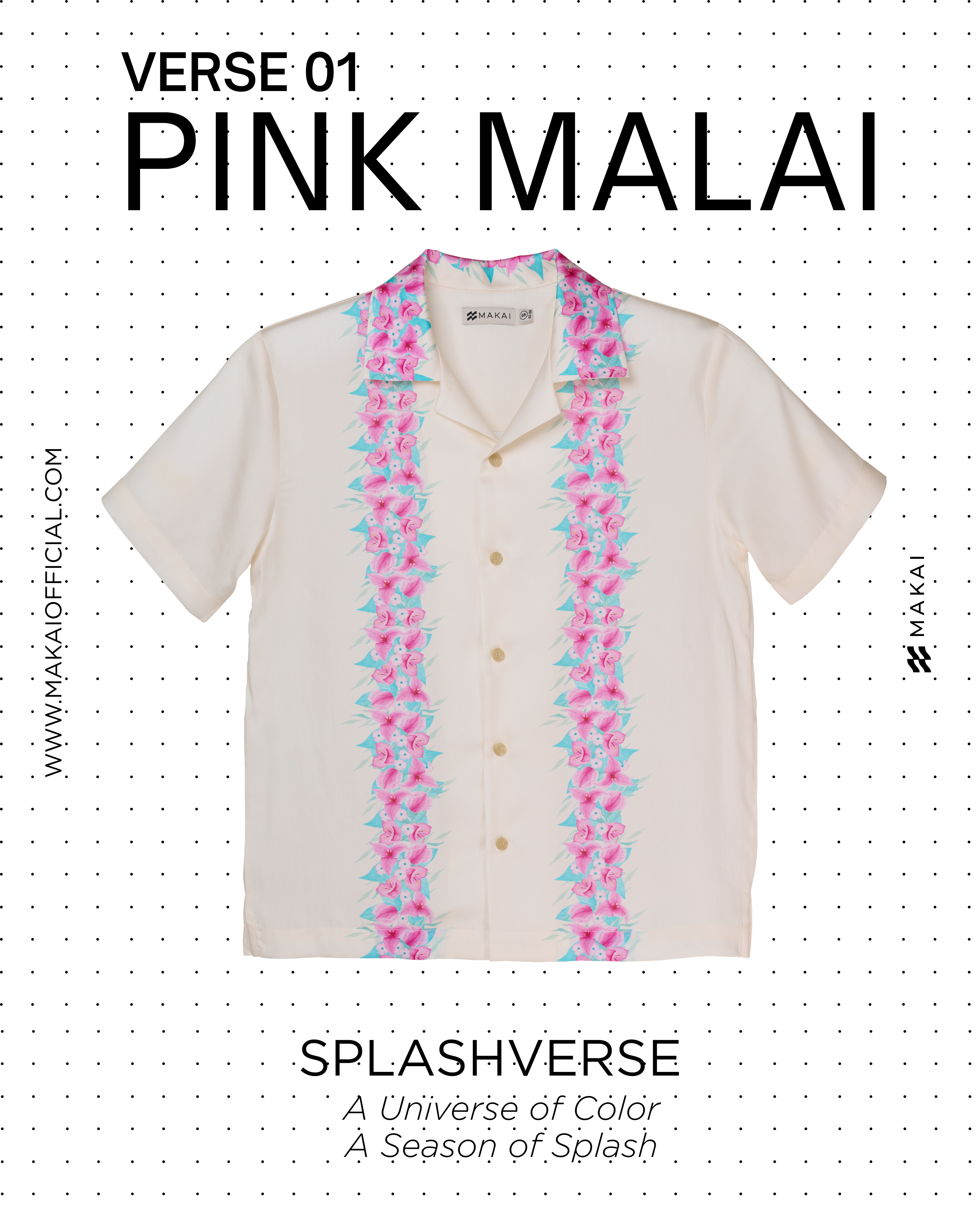 เสื้อฮาวายลายดอกมาลัยสีชมพู